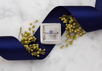 Yogo Sapphire and Diamond Ring