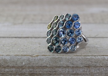 Modern ring set with Fancy Montana Sapphires