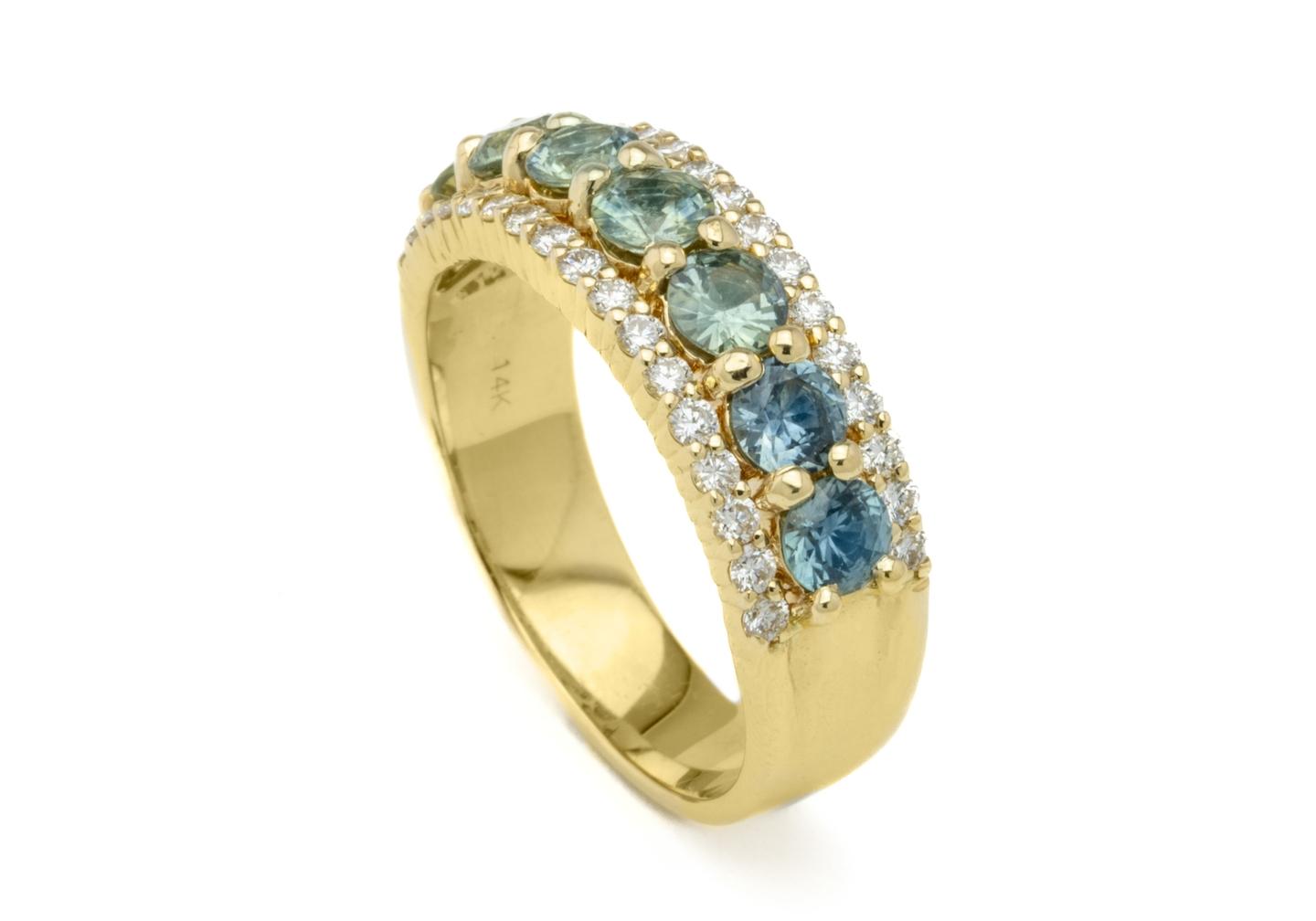 14K Fancy Montana Sapphire Ring