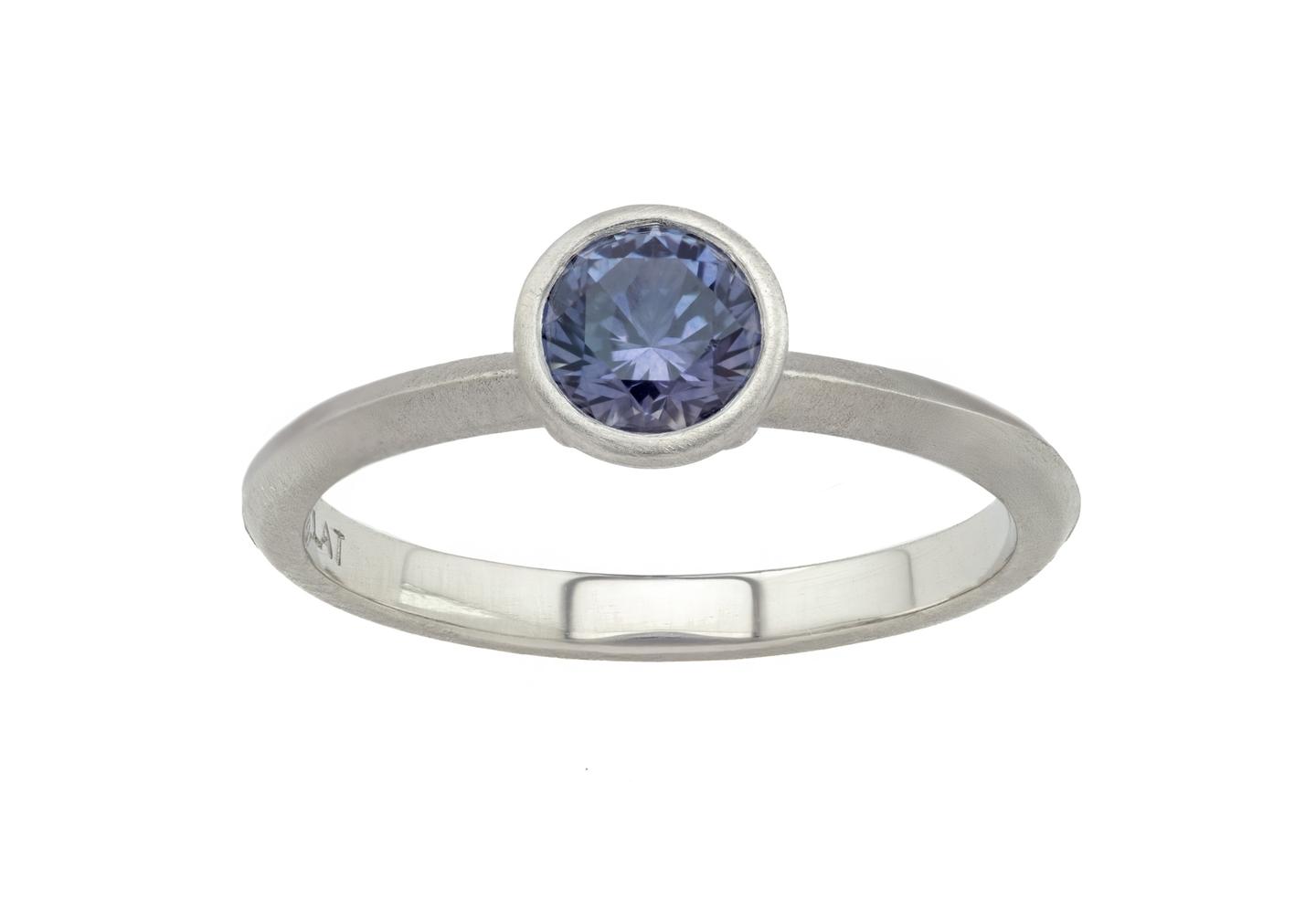 Platinum Aurum Bezel Set Montana Sapphire Solitaire Ring