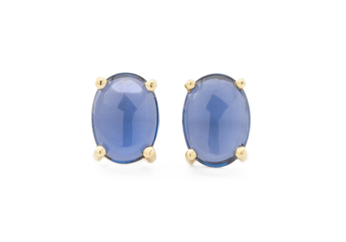 14K Yogo Sapphire Stud Earrings