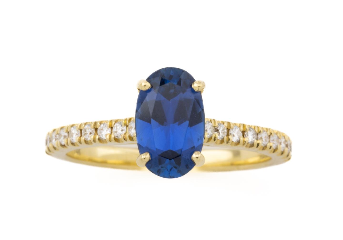 14k Yogo Sapphire and Diamond Ring