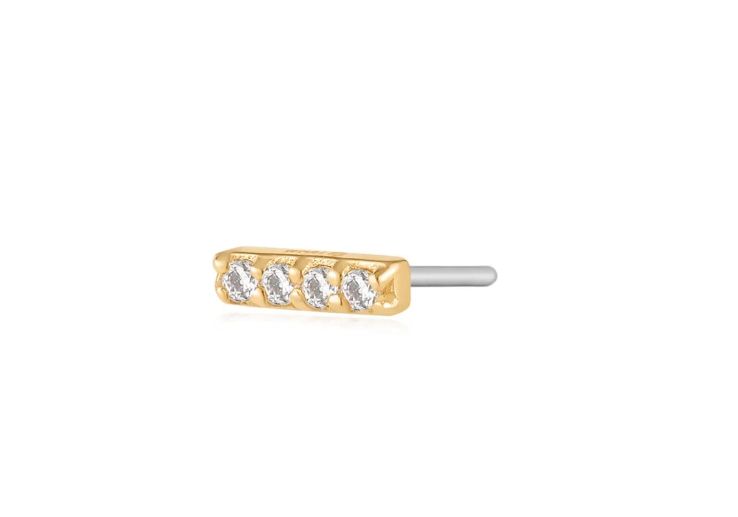 14K Diamond Bar Single Stud