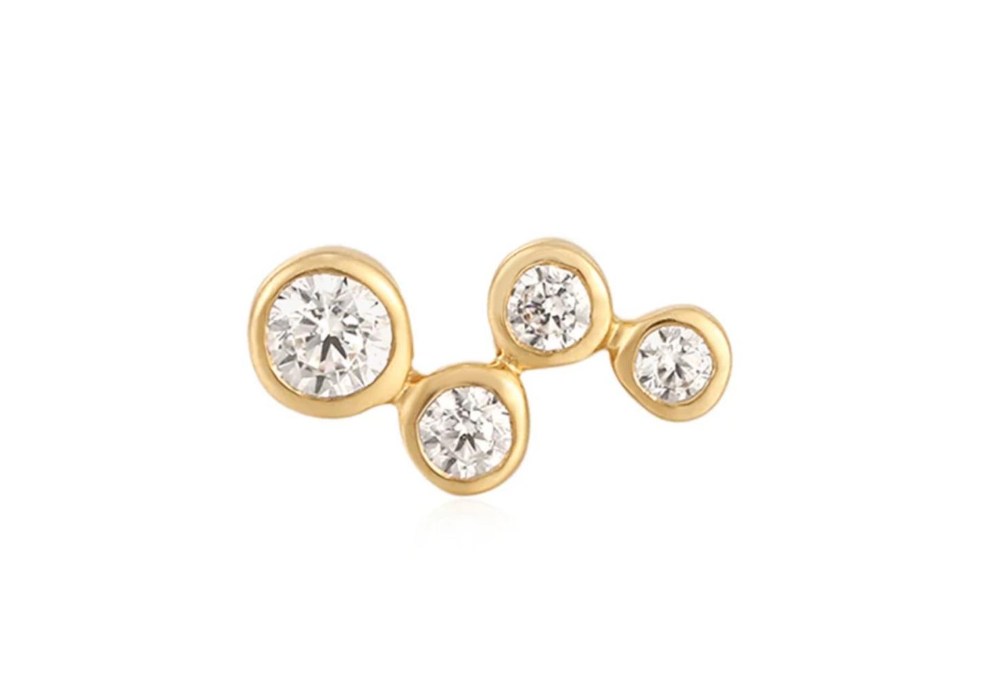 14K Tiny Wave Diamond Single Stud