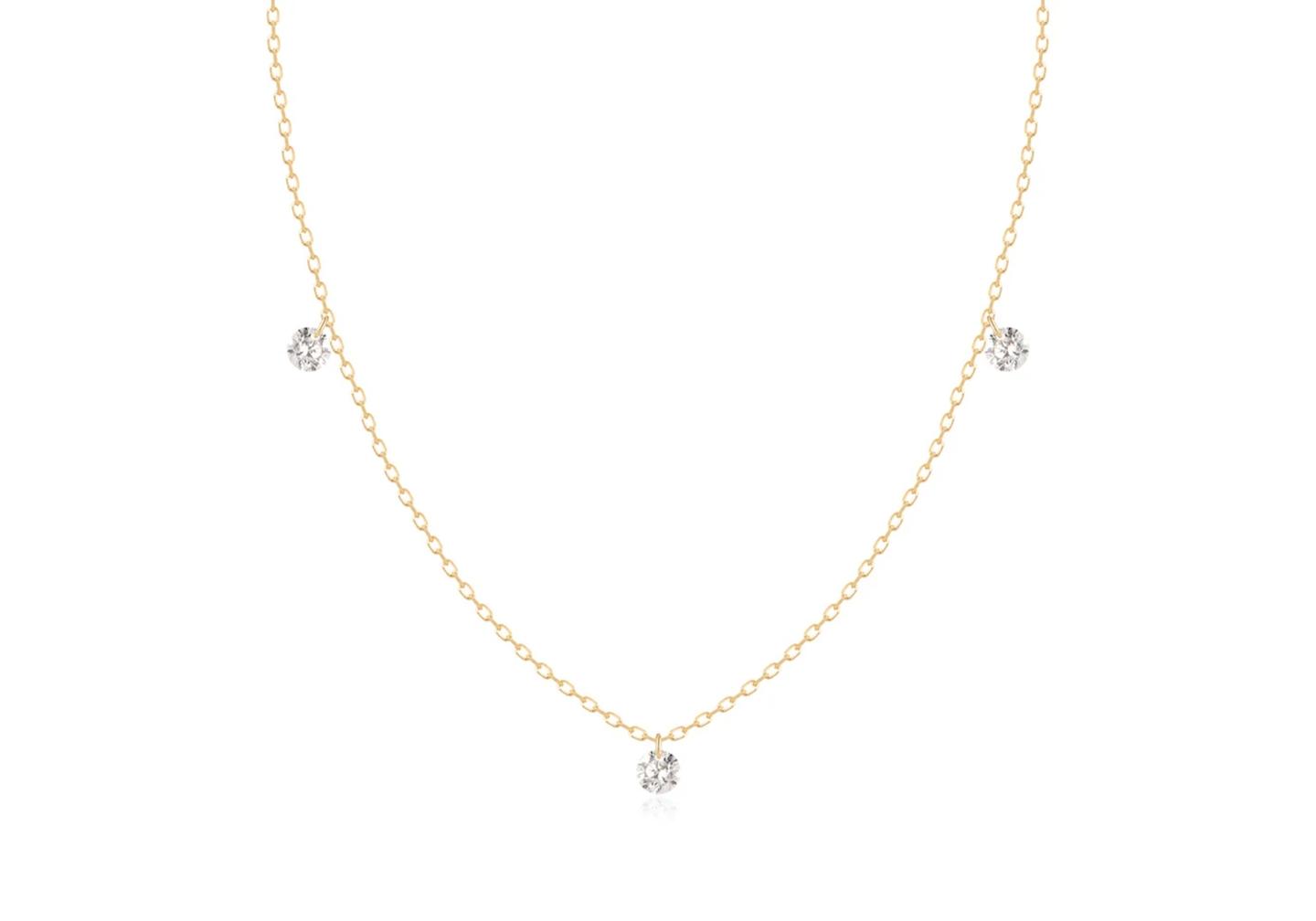 14K Floating Diamond Pendant Necklace