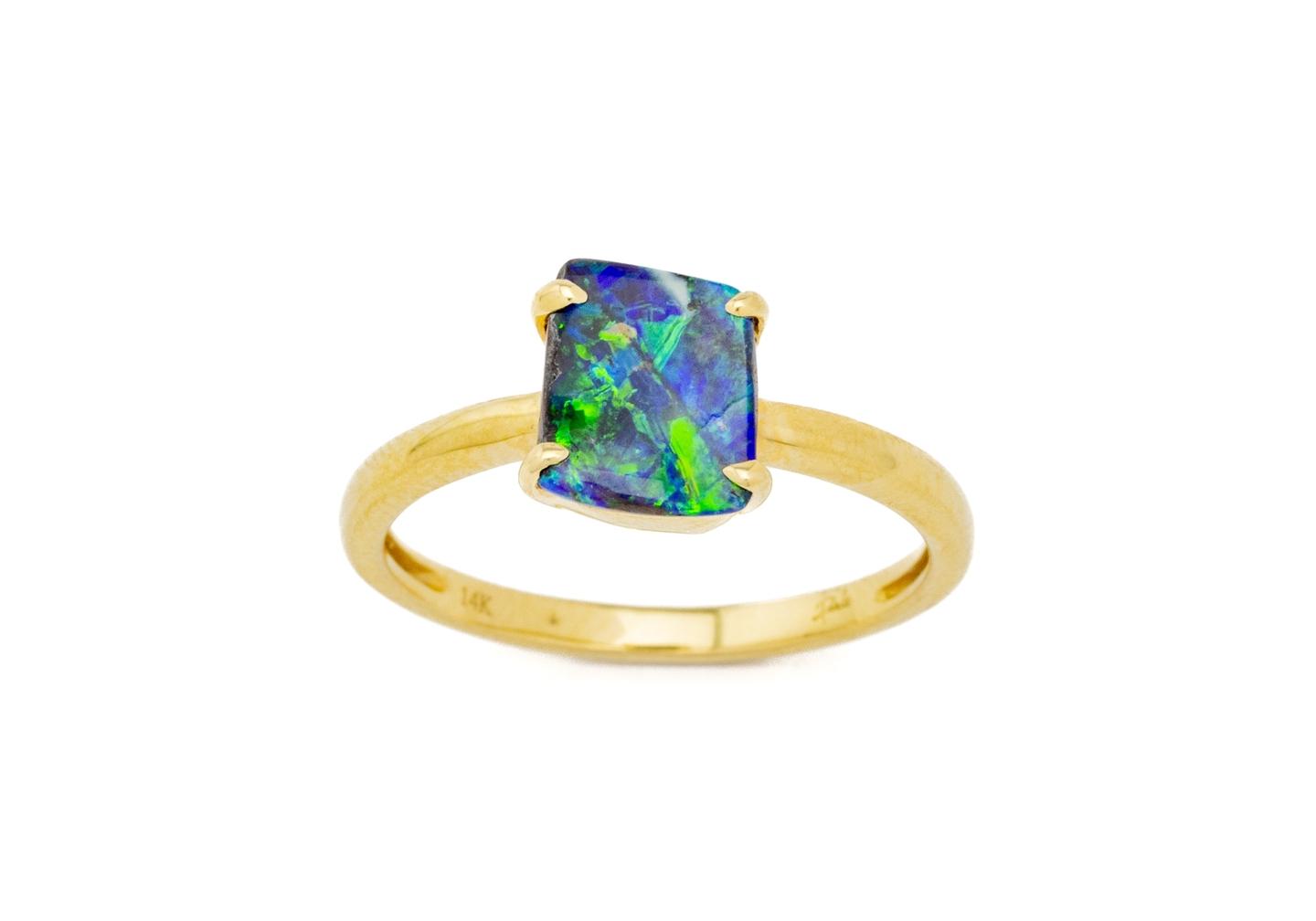 14K Australian Boulder Opal Solitaire
