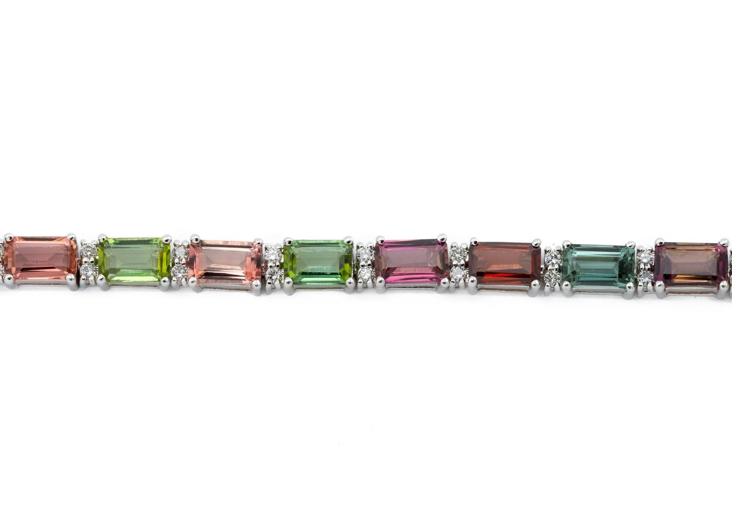 14K Rainbow Tourmaline Tennis Bracelet