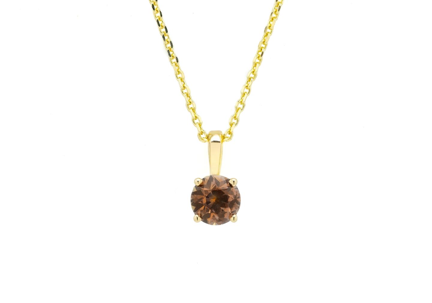 14K Cognac Montana Sapphire Solitaire Pendant