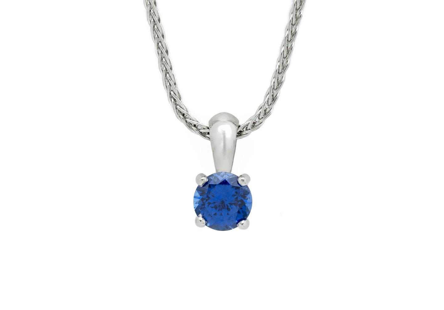 Platinum Yogo Sapphire Solitaire Necklace
