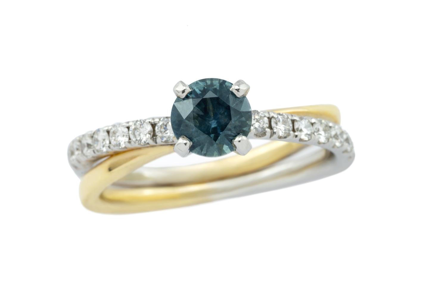 14K Two-Tone Montana Sapphire & Diamond Ring