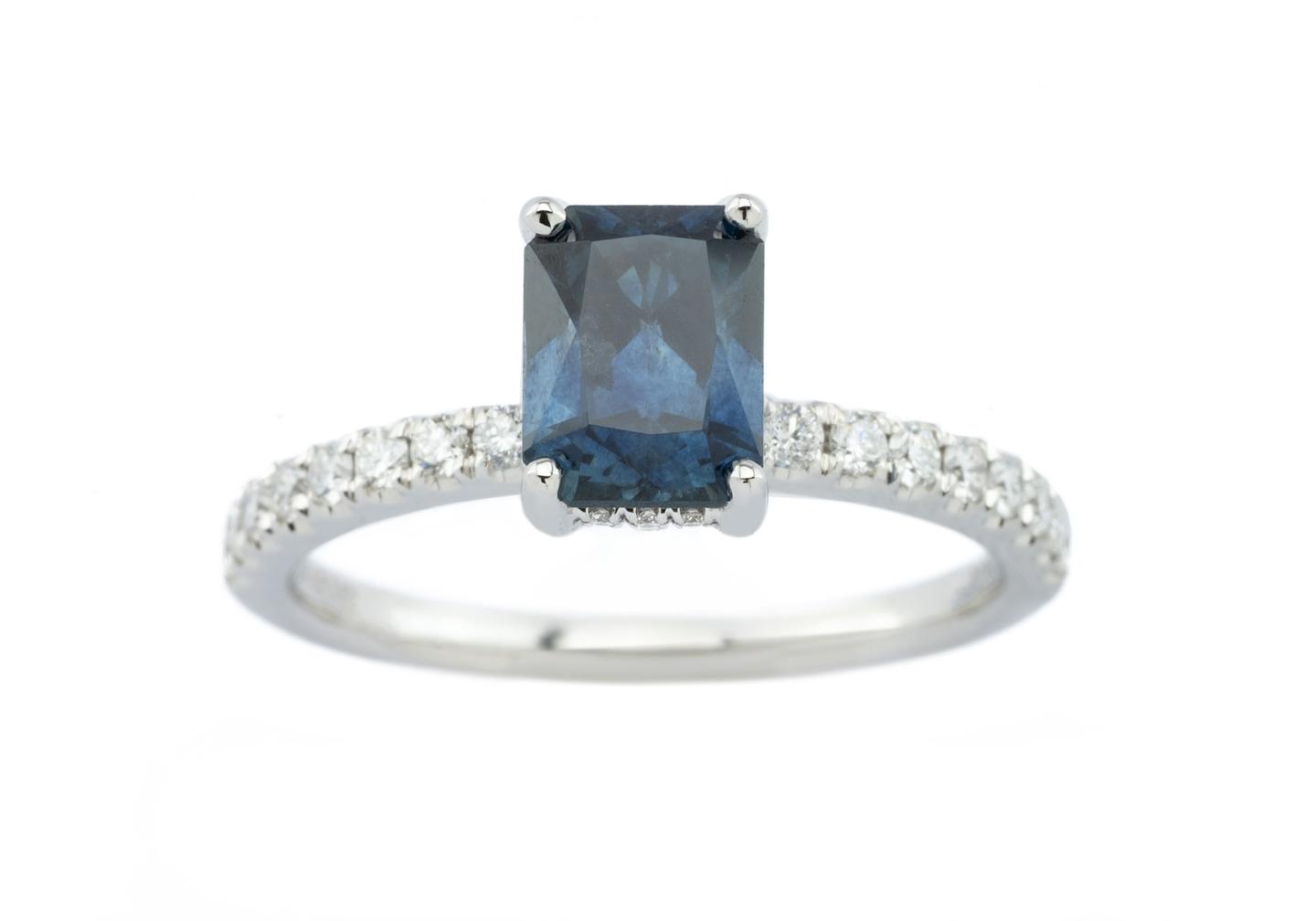 14K Montana Sapphire Diamond Accent Ring