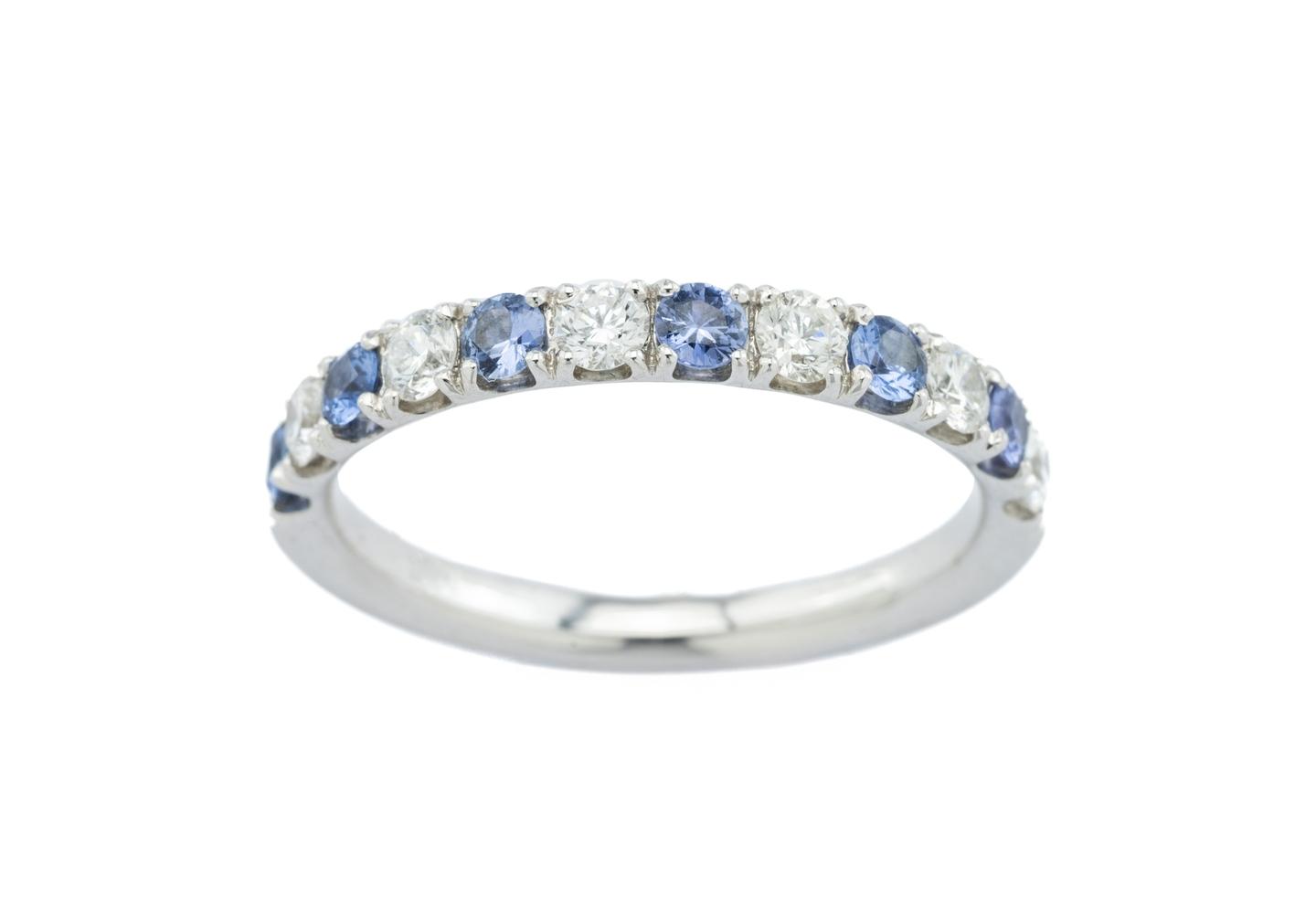 14K Yogo Sapphire and Diamond Alternating Band