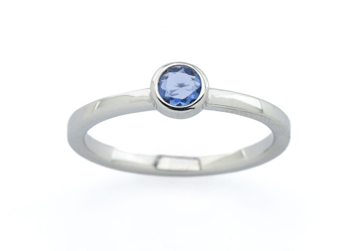 14K Yogo Sapphire Bezel Stacking Ring