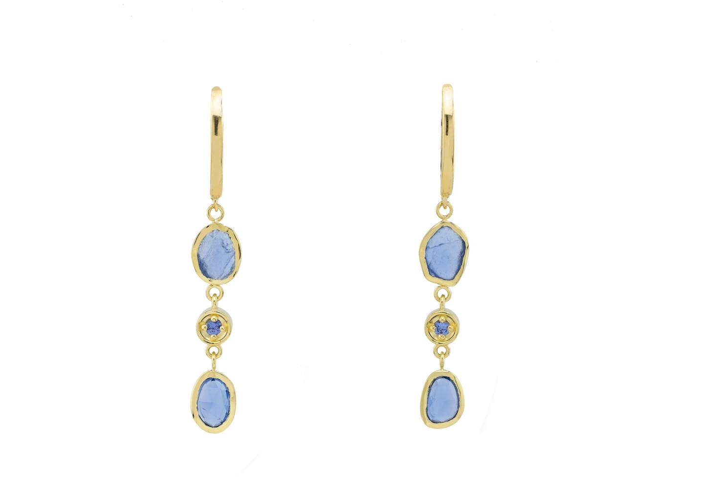 Reverie 14K Yogo Sapphire Mixed Cut Drop Earrings
