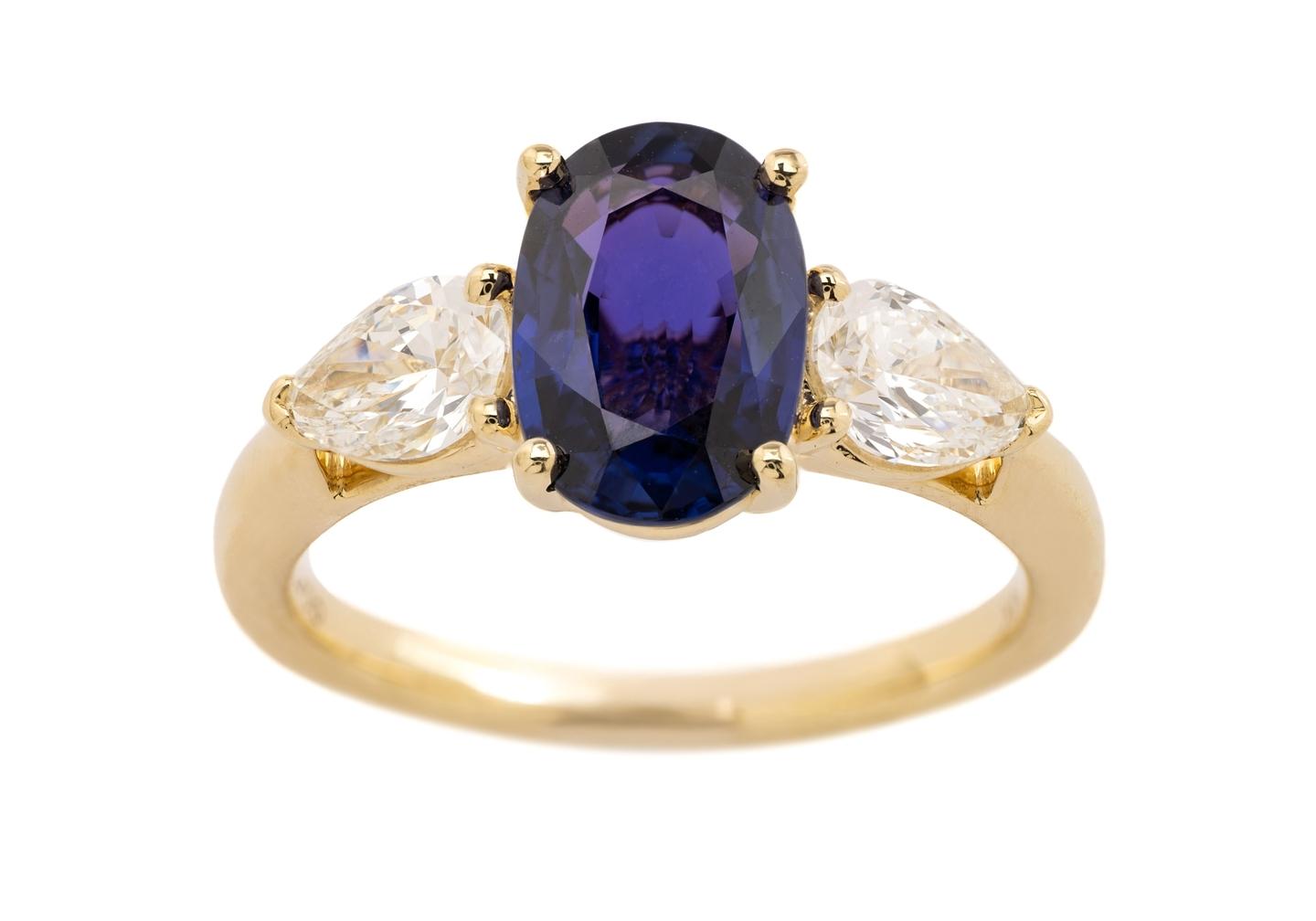 14K Purple Yogo Sapphire Engagement Ring
