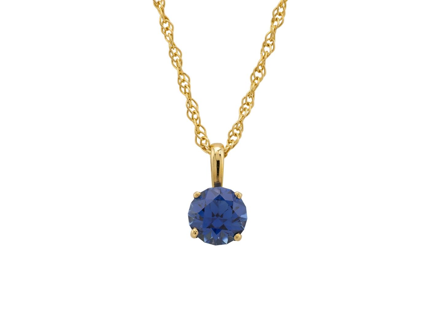 14K 1.09ct Yogo Sapphire Solitaire Pendant