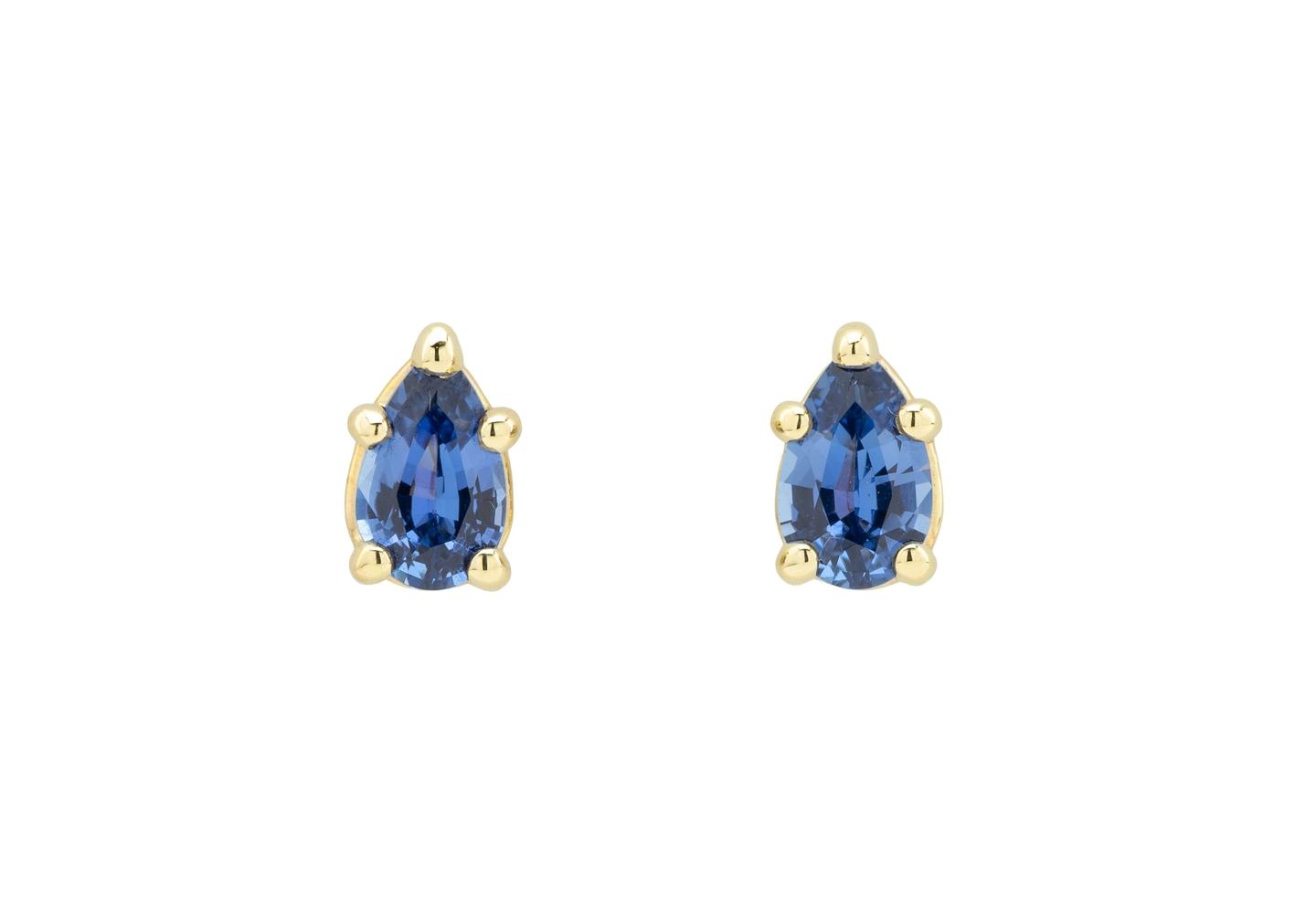 14K Pear Shape Yogo Sapphire Studs