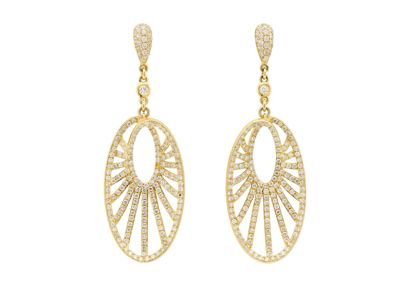 14K Diamond Pavé Sunburst Drop Earrings