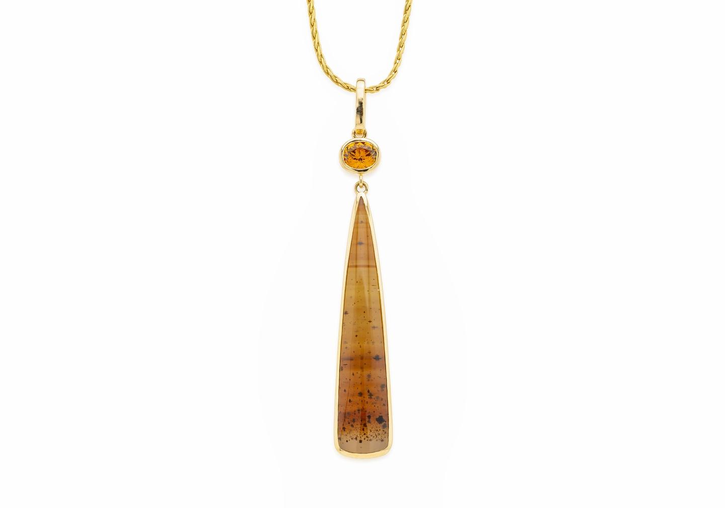 14K Montana Sapphire & Agate Drop Necklace